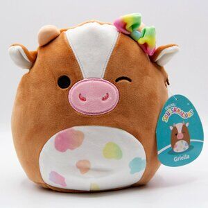 7" Griella The Winking Rainbow Cow with Ribbons Squishmallows Plush Toy BNWT